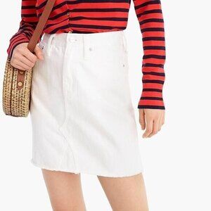J. Crew White Denim Raw Hem Mini Skirt